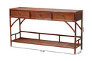 Brock Marbled Tortoise Natural Rattan 3-Drawers Console Table