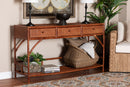 Brock Marbled Tortoise Natural Rattan 3-Drawers Console Table 