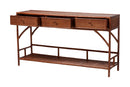 Brock Marbled Tortoise Natural Rattan 3-Drawers Console Table