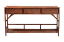 Brock Marbled Tortoise Natural Rattan 3-Drawers Console Table