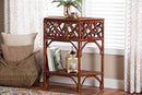 Casper Marbled Tortoise Natural Rattan Console Table with Chippendale Design