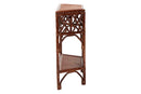 Casper Marbled Tortoise Natural Rattan Console Table with Chippendale Design