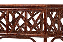 Casper Marbled Tortoise Natural Rattan Console Table with Chippendale Design