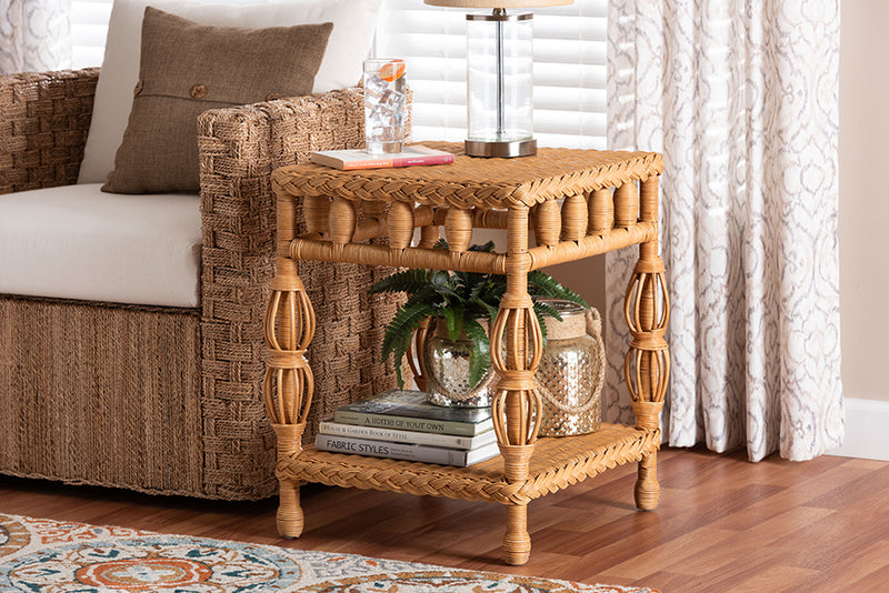 Kelsy Natural Rattan End Table