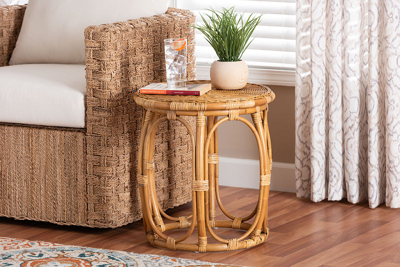 Jalyn Natural Rattan Round End Table