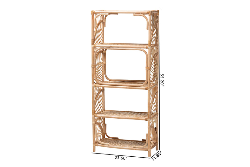 Abel Natural Rattan 4-Tier Display Shelf