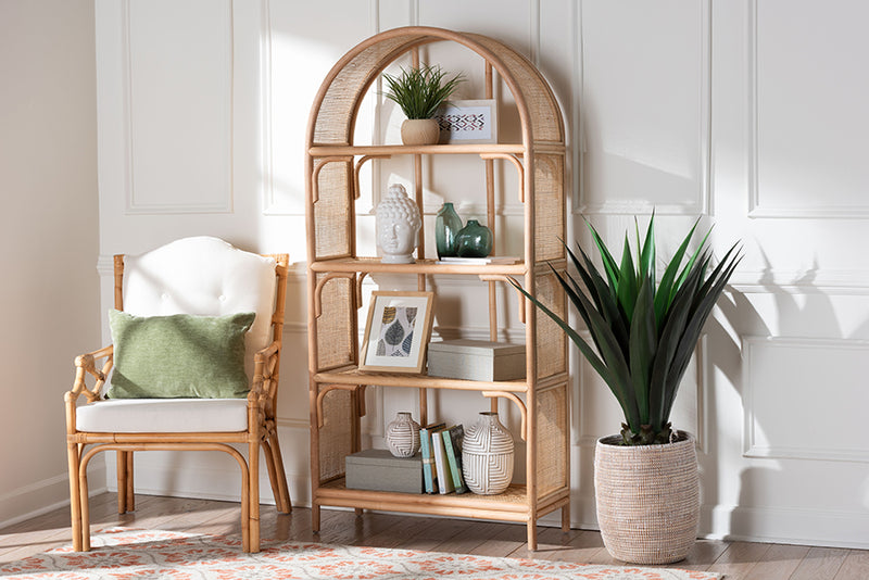 Mistic Natural Rattan 4-Tier Display Shelf