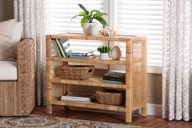 Enzo Natural Rattan 4-Tier Display Shelf