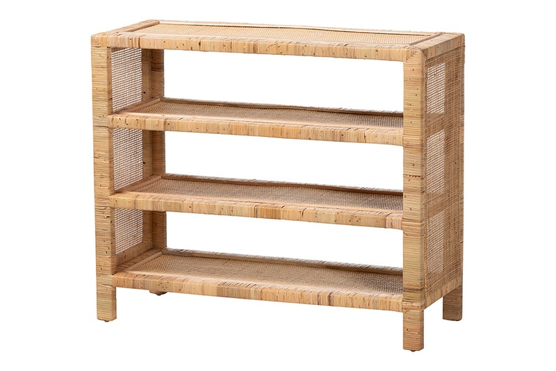Enzo Natural Rattan 4-Tier Display Shelf