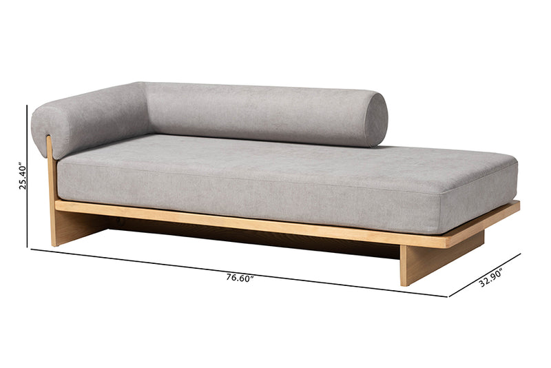 Donovan Left-Arm Chaise Lounge with Solid Wood Base