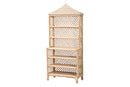 Sherwin 6-Tier bookcase with Pagoda Top, Natural Rattan Display Shelf