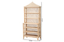 Sherwin 6-Tier bookcase with Pagoda Top, Natural Rattan Display Shelf