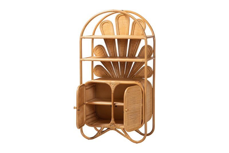 Kasper Peacock Fan Natural Rattan Cabinet