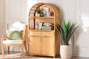 Kenny Two Drawers and Doors Arched Natural Rattan Storage Cabinet