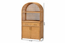 Kenny Two Drawers and Doors Arched Natural Rattan Storage Cabinet