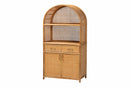 Kenny Two Drawers and Doors Arched Natural Rattan Storage Cabinet