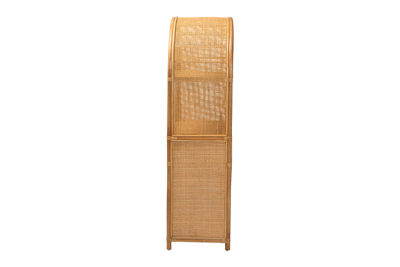 Kenny Two Drawers and Doors Arched Natural Rattan Storage Cabinet