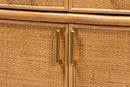 Kenny Two Drawers and Doors Arched Natural Rattan Storage Cabinet