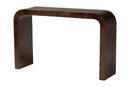 Willis Real Burl Wood Console Table in Dark Walnut Brown