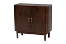 Latnia Real Burl Wood Storage Cabinet in Dark Walnut Brown