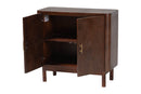 Latnia Real Burl Wood Storage Cabinet in Dark Walnut Brown