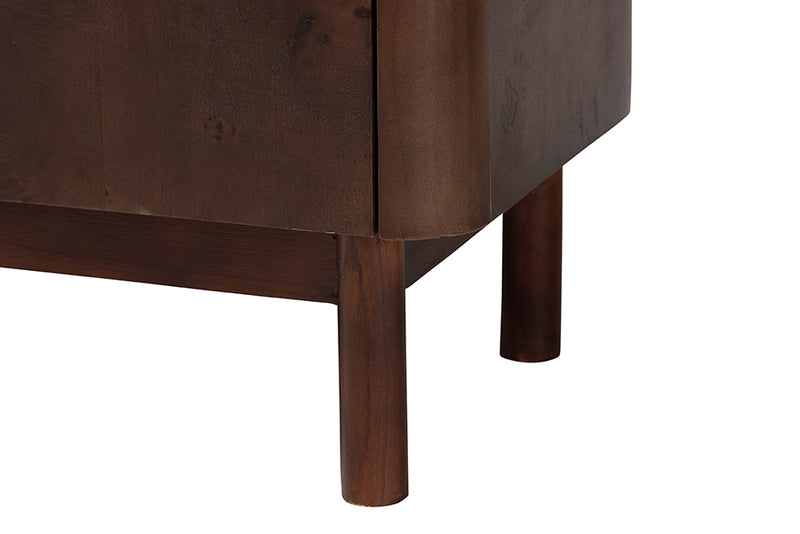 Latnia Real Burl Wood Storage Cabinet in Dark Walnut Brown