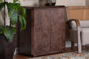 Rebecca Real Burl Wood Storage Cabinet in Dark Walnut Brown