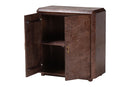Rebecca Real Burl Wood Storage Cabinet in Dark Walnut Brown