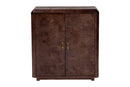 Rebecca Real Burl Wood Storage Cabinet in Dark Walnut Brown