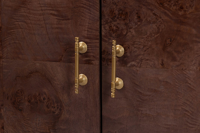 Rebecca Real Burl Wood Storage Cabinet in Dark Walnut Brown