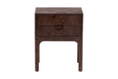 Lanica Real Burl Wood Nightstand in Dark Walnut Brown