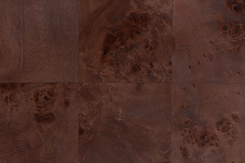 Lanica Real Burl Wood Nightstand in Dark Walnut Brown