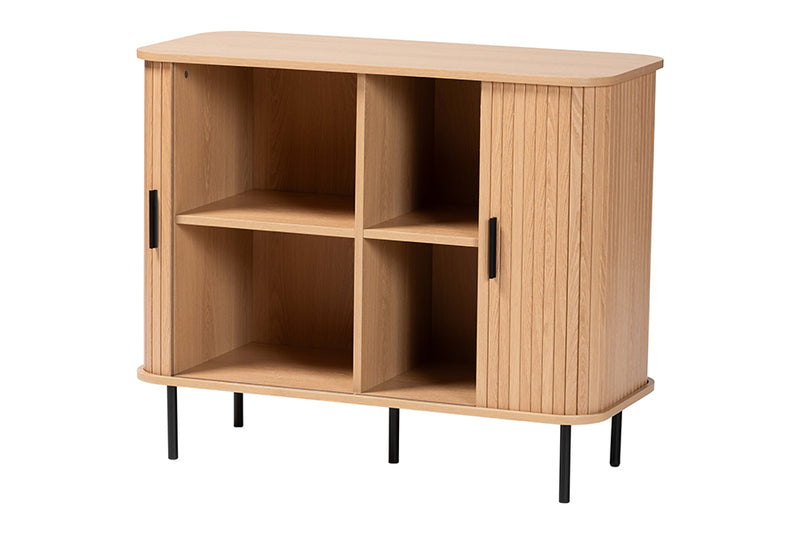 Dominic Fluted Wood Storage Cabinet 35" Wide