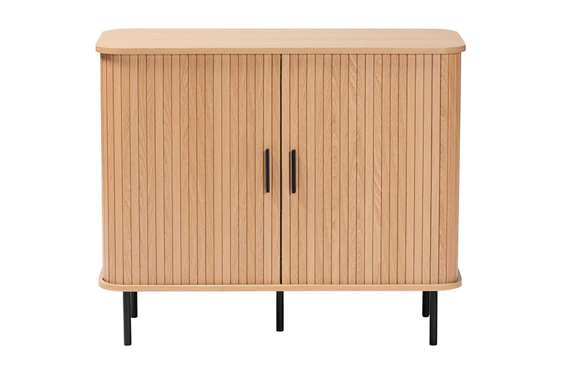 Dominic Fluted Wood Storage Cabinet 35" Wide