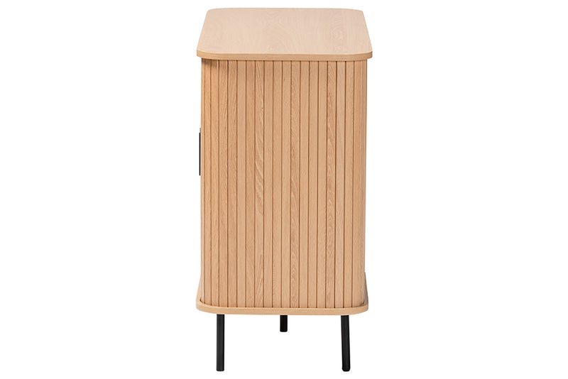 Dominic Fluted Wood Storage Cabinet 35" Wide