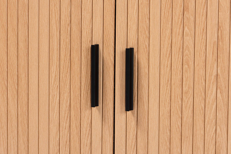 Dominic Fluted Wood Storage Cabinet 35" Wide