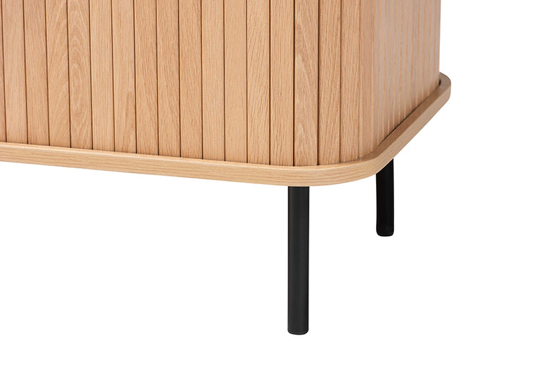 Dominic Fluted Wood Storage Cabinet 35" Wide