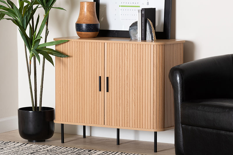 Dominic Fluted Wood Storage Cabinet 35" Wide