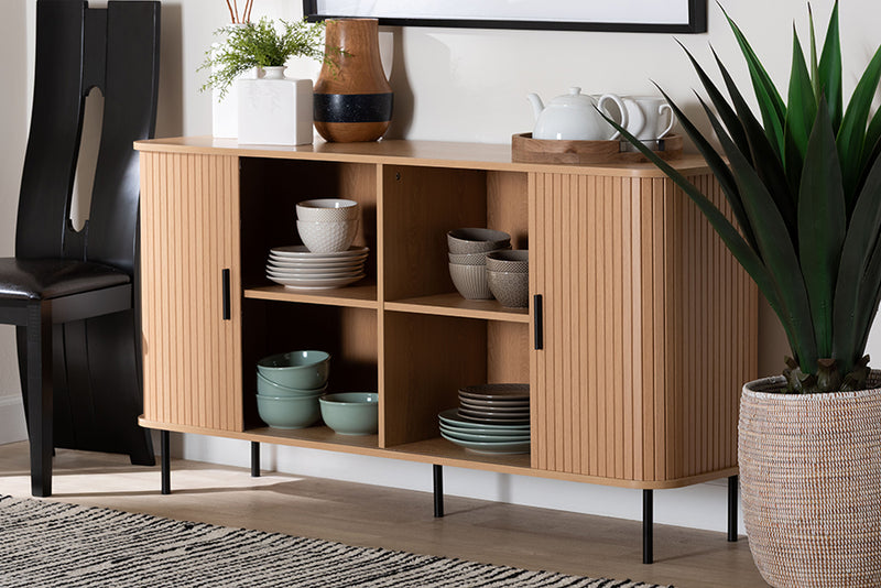 Dominic Fluted Wood Sideboard 55" Wide