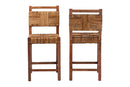 Cachet Seagrass Counter Stool Set of 2 with Woven Seat and Backrest