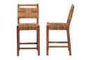 Cachet Seagrass Counter Stool Set of 2 with Woven Seat and Backrest