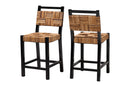 Scotlyn Seagrass Counter Stool Set of 2 with Woven Seat and Backrest