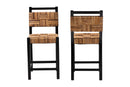 Scotlyn Seagrass Counter Stool Set of 2 with Woven Seat and Backrest