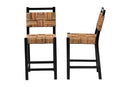 Scotlyn Seagrass Counter Stool Set of 2 with Woven Seat and Backrest