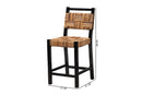 Scotlyn Seagrass Counter Stool Set of 2 with Woven Seat and Backrest
