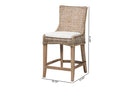 Novia Wingback Gray Rattan Counter Stool with Cushion