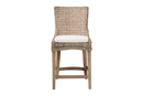 Novia Wingback Gray Rattan Counter Stool with Cushion