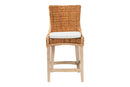 Novia Wingback  Natural Rattan Counter Stool with Cushion