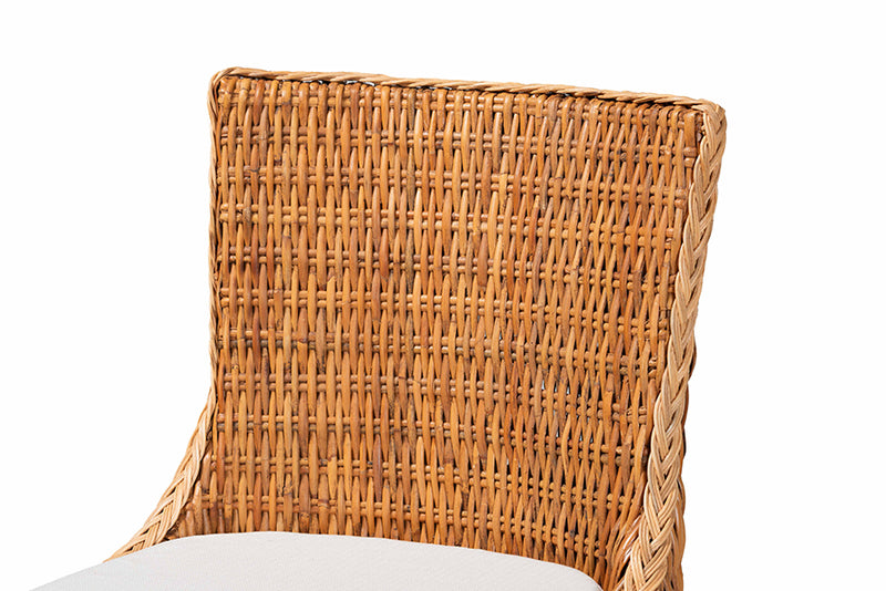 Novia Wingback  Natural Rattan Counter Stool with Cushion