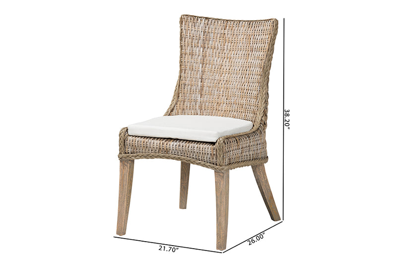 Novia Wingback Gray Rattan Dining Chair with Cushion